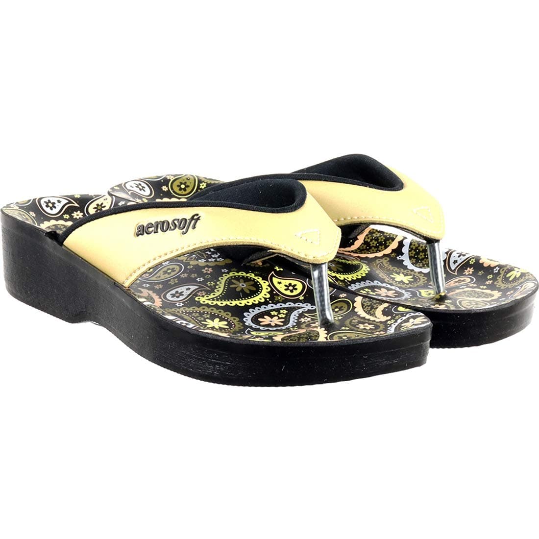 AerosoftWomen's Gold Flip-Flops - 41 EU (862)