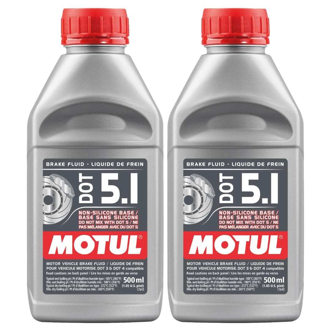 Motul (2 Pack) 100951 100% Synthetic Brake Dot 5.1 Brake Fluid 1/2 Liter or 500 ml