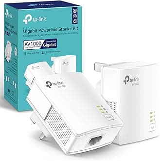 TL-PA7017KIT 1-Port Gigabit Powerline Starter Kit, Powerline Network Adapters Data Transfer Speed up to 1000 Mbps, Ideal for HD/3D/4K Video Streaming & Online Gaming, No Configuration Required