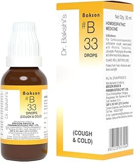 Dr. Bakshi's BAKSON'S HOMOEOPATHY # B 33 Cough & Cold Drops | Helps Relieve Frequent Coughing, Dry Cough & Sore Throat | 30 ml