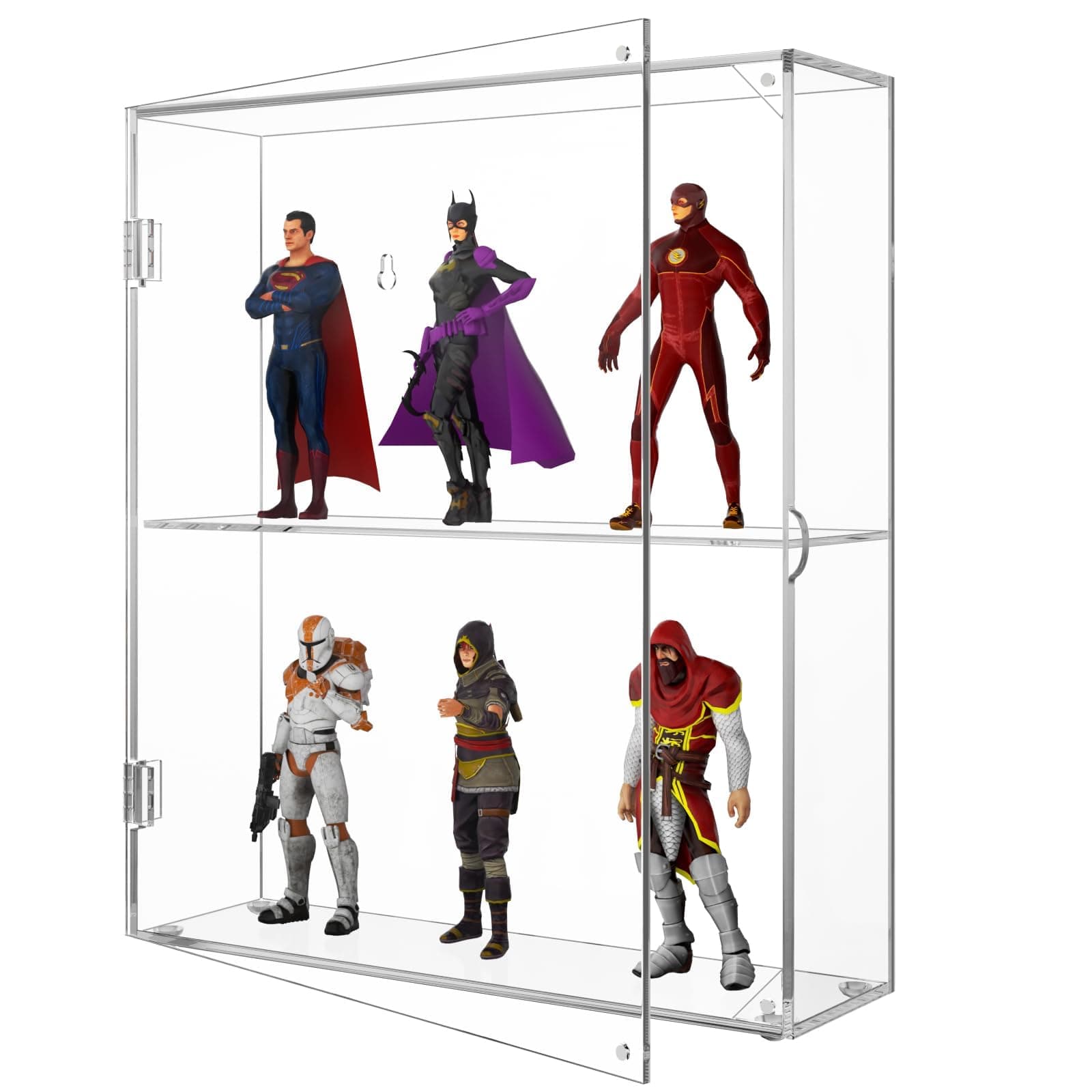 Acrylic Display Case, Clear Display Case for Funko Pop Figures, Wall Mounted or Desktop Dustproof Display Cabinet Box for Collectibles,Rock,Crystals,Mini Toys,Amiibo (2 Tiers