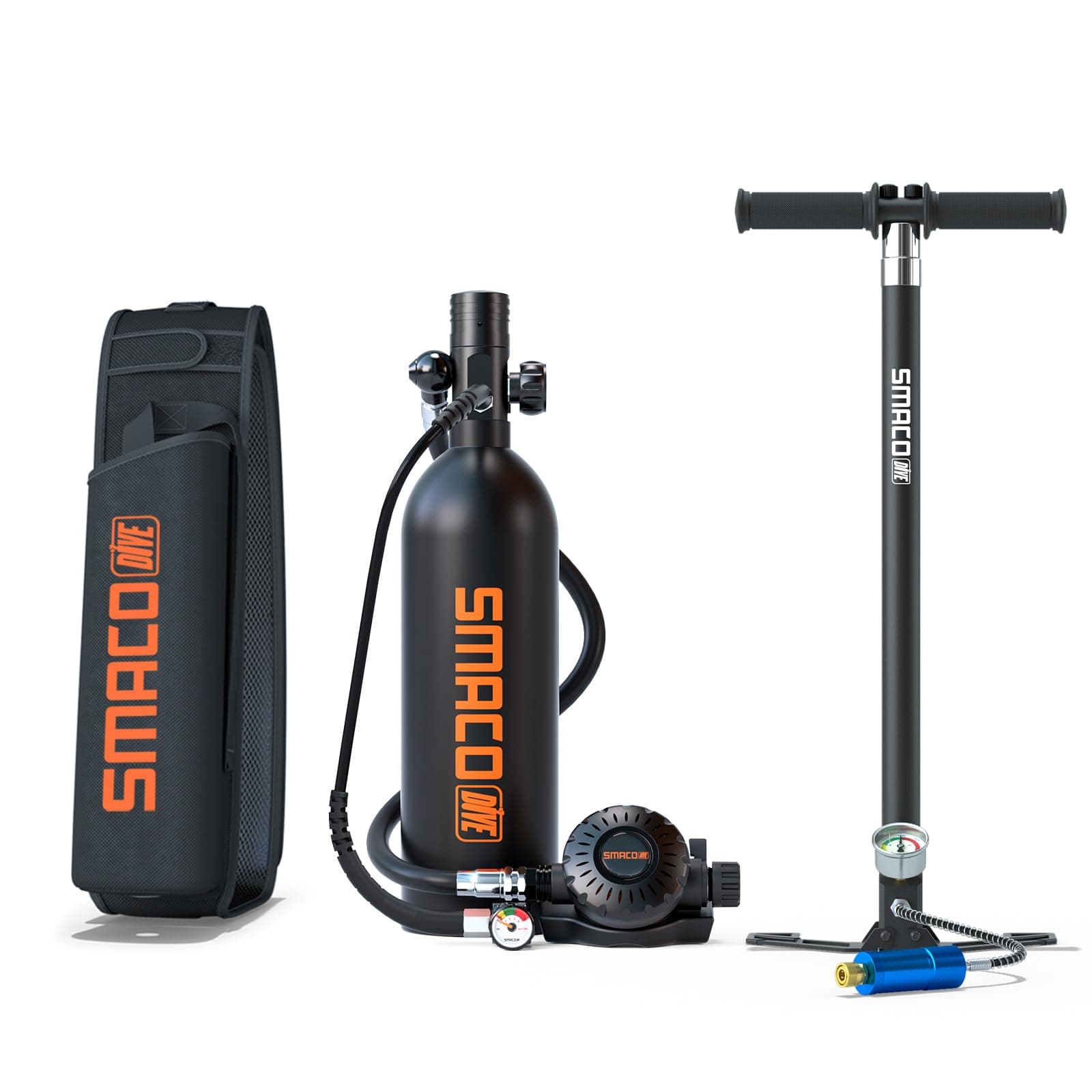 SMACO Scuba Tank with 1L Capacity Mini Scuba Tank Support About 15 Minutes Underwater Breathing Devices Diving Oxygen Tanks Scuba Cylinder for Underwater Sightseeing/Underwater Work/Backup Cylinder