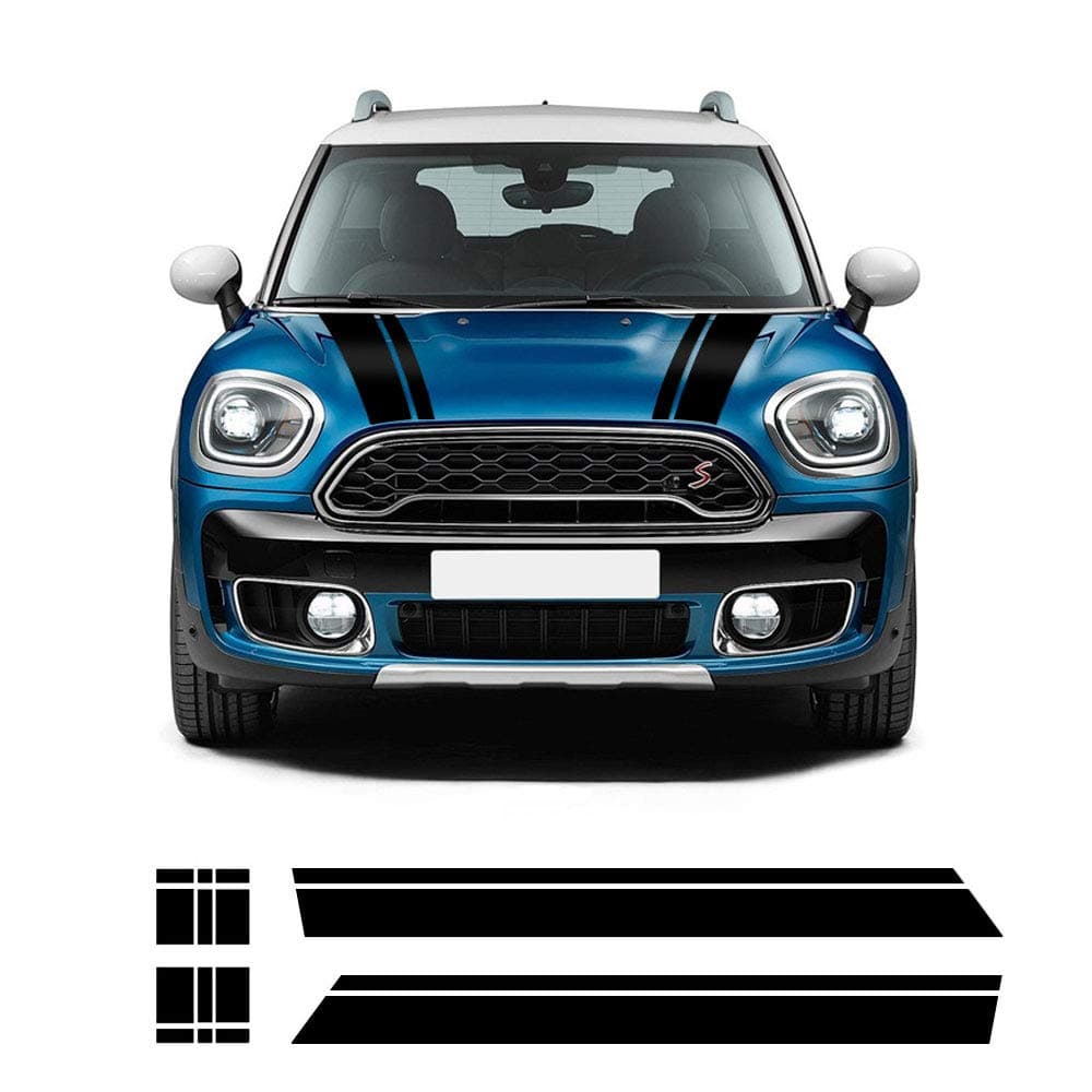 Bonnet Stripe Graphics Sticker Hood Trunk Rear Decal Stickers for Mini Cooper S Countryman 2nd Gen F60 2017-2020 (Gloss Black)