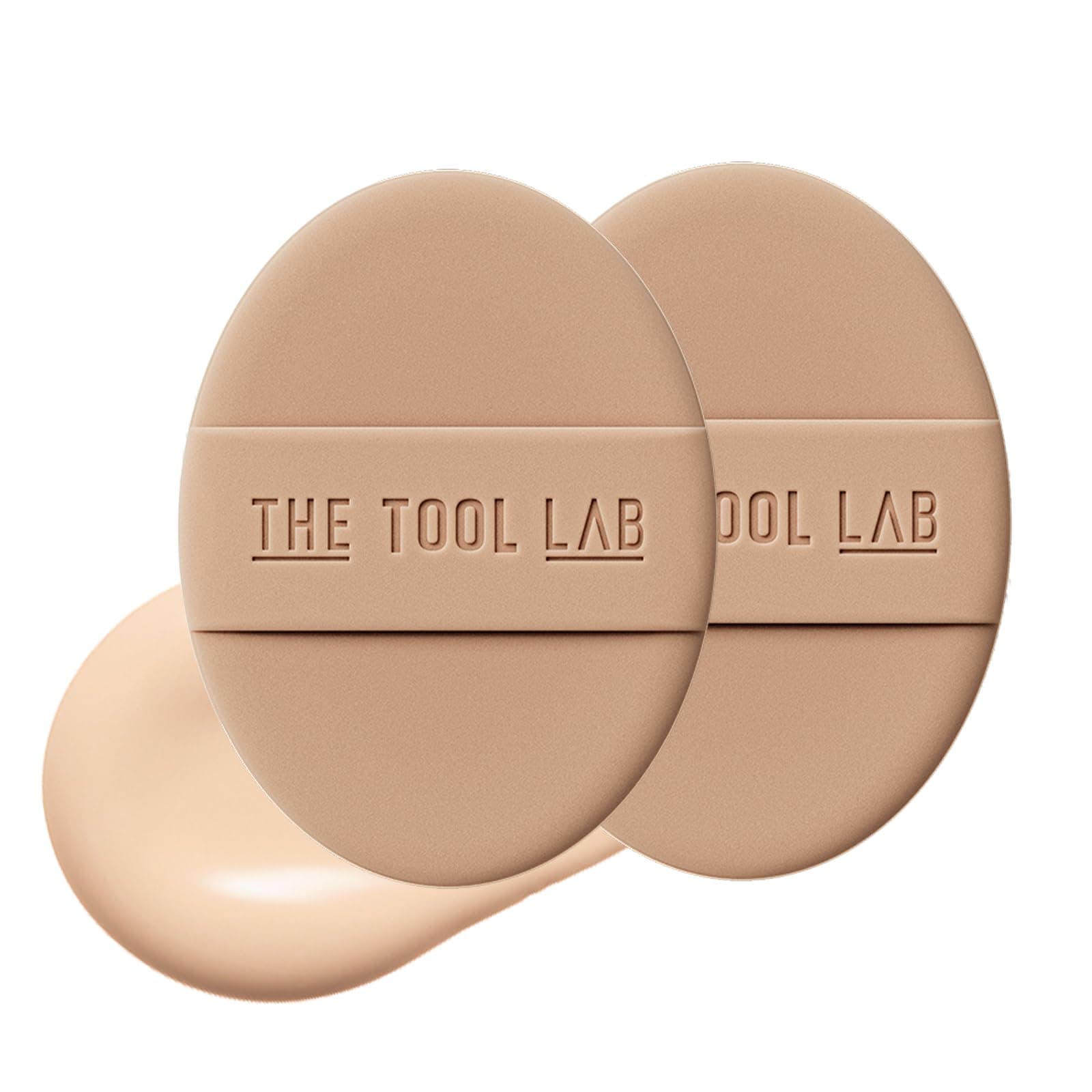 THE TOOL LAB Long-Lasting Tension Puff (Matte type, Oval) - Korean Olive Young Makeup Puff Sponge for Liquid Foundation Cushion Shading Blusher, 100% Pure Rubycell for Oil Control - 2.6 inch