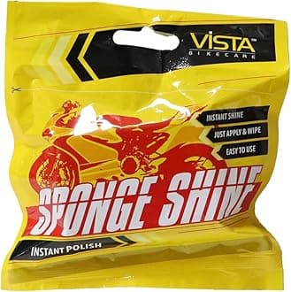 TVS Sponge Shine Vista Instant Polish for Bike Restores Instant Shine on Plastic, Vinyl, Rubber & Painted Surfaces |Multi-Surface Polish for Two-Wheelers - Yellow