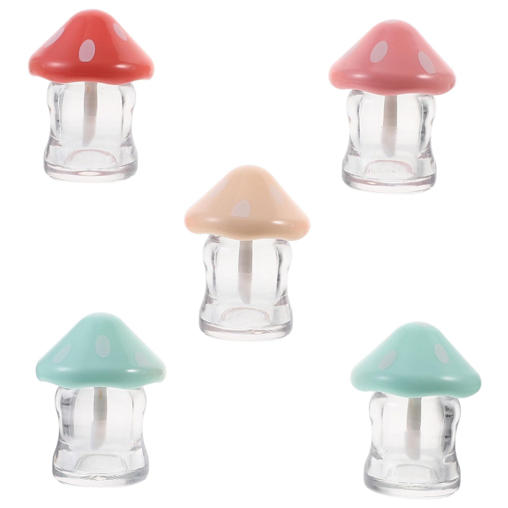 5pcs Mushroom Lip Gloss Tubes for Diy Lip Gloss Making Supplies Reusable Plastic Containers
