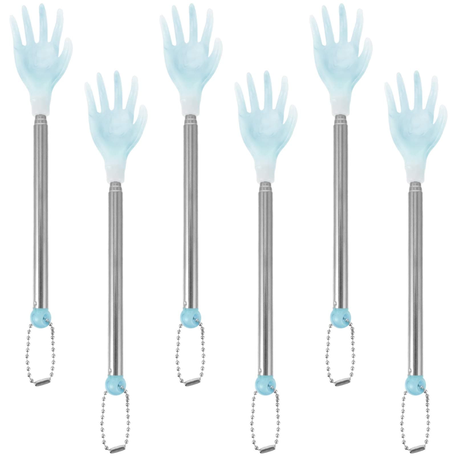 Healifty Extendable Back Scratcher Tool: Neck Foot Claw Scratching Stick Telescopic 6pcs for Men Kids Body Pain Relief