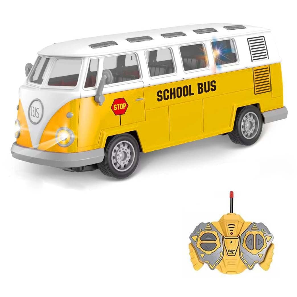 RC School Bus for Kids - Remote Control Toy Classic School Bus with LED Lights, 1:30 High Simulation 4 Channel City Bus Vehicle, Christmas Birthday Gift for Kids Boys Girls Age 3-6