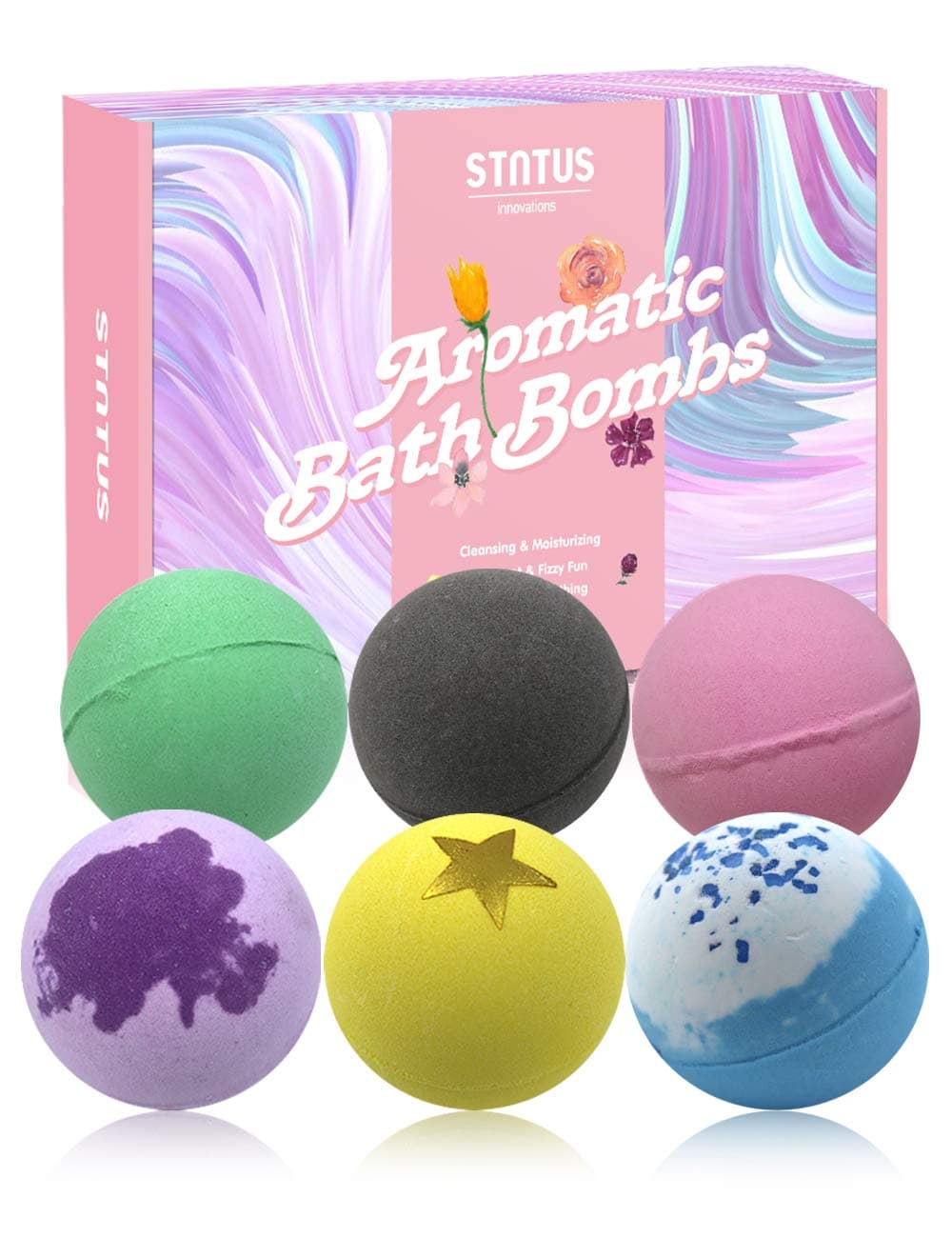 Perjoy Bath Bombs, Large Scented Essential Oil Bath Bombs for Women Men, Handmade Natural Bathbomb for Kids, Relaxing Gifts for Her, Spa Gifts Set for Valentines Mothers Day Christmas Birthday