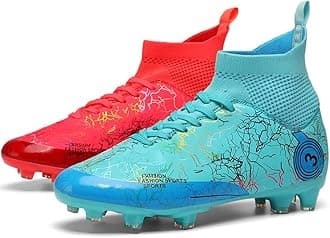 DISRATEBLUKids Soccer Shoes Boys Football Cleats Professional Athletic Outdoor Trainning Football Shoes Youth Girl Turf Soccer Cleats