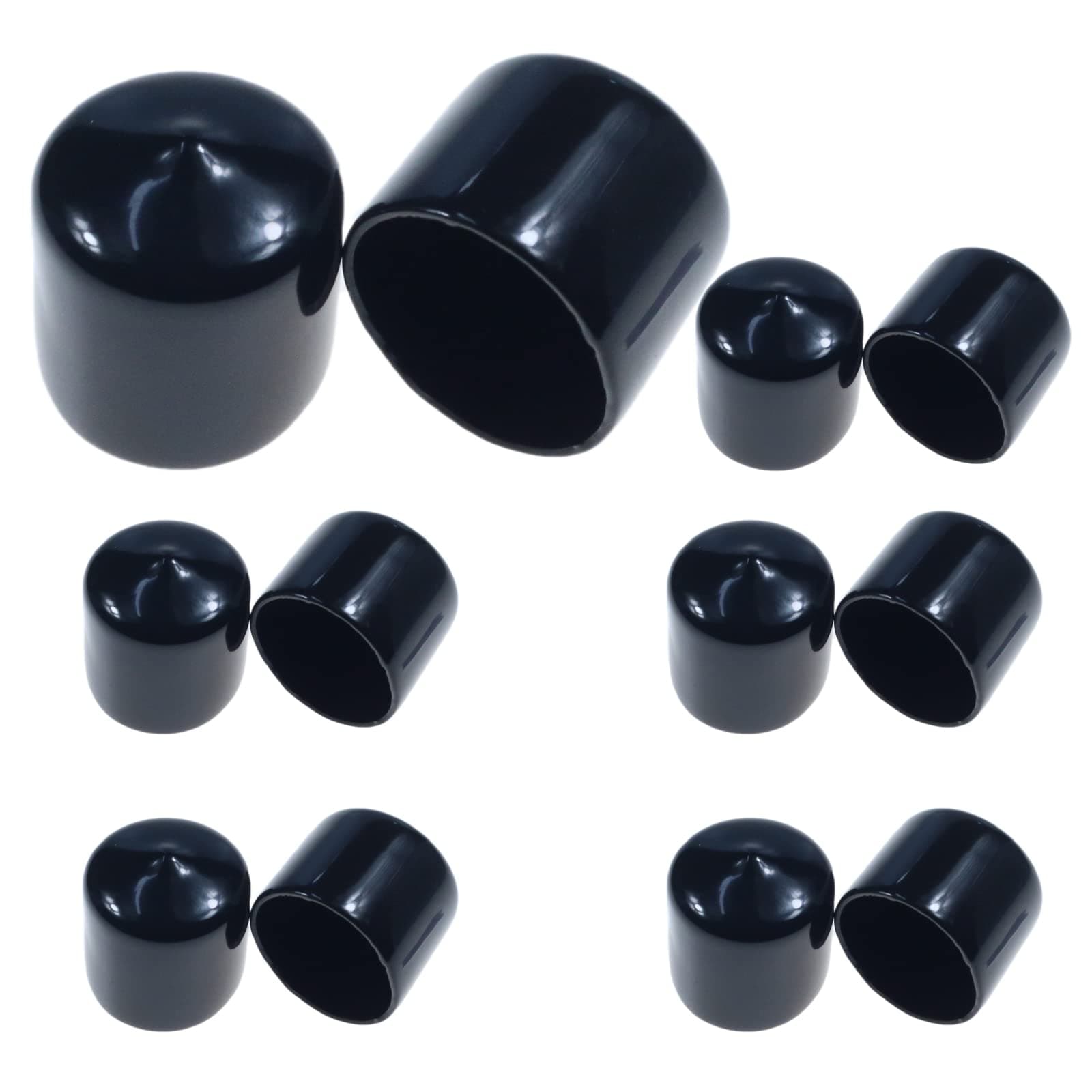 Acocony 1 Inch Rubber End Caps Round Rubber Caps Plug Insert Decking Caps Black Rubber Tips PVC Flexible Vacuum Caps Plastic End Caps for Pipe Tube Pack of 12