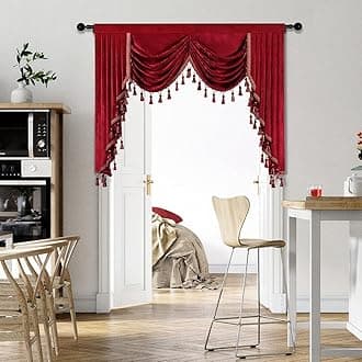 ELKCA Burgundy Red Valance for Festival Holiday Thick Chenille Window Curtains Valance for Living Room,Rod Pocket(W69,1 Panel)