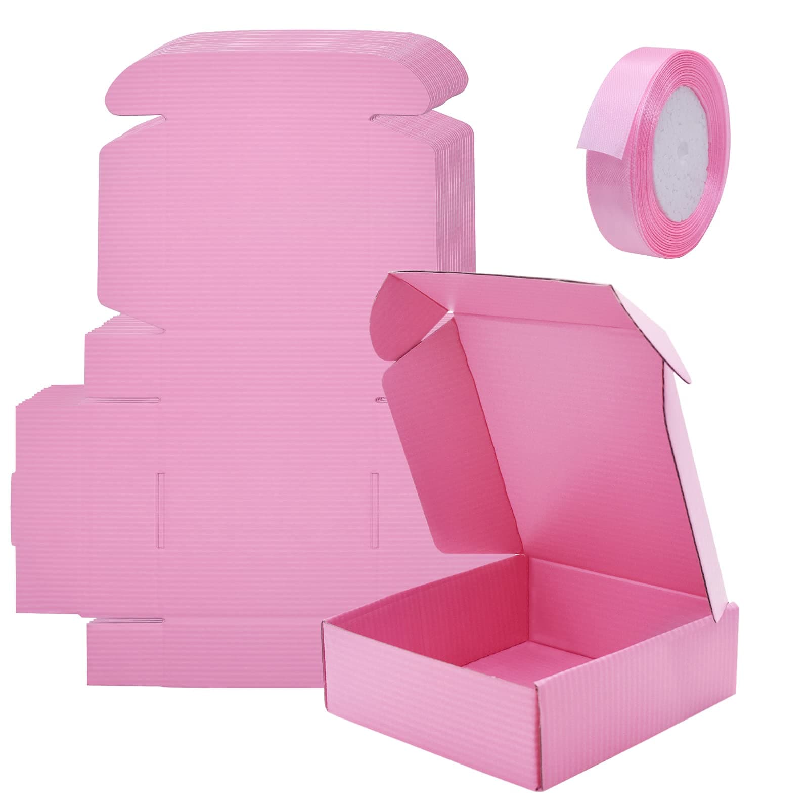 25 Pcs Pink Shipping Boxes, Small Kraft Corrugated Cardboard Boxes for Packaging, Mailing Boxes for Small Business, Literature Mailer, Pink Gift Boxes for Candle, Mug, Jewelry, Comic Book (set of 25)