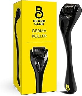 The Beard Club Derma Roller for Face, Body and Scalp - Microneedling for Men and Women with 540 Titanium Microneedles - Beard Roller & Micro Needling Scalp Hair - Black