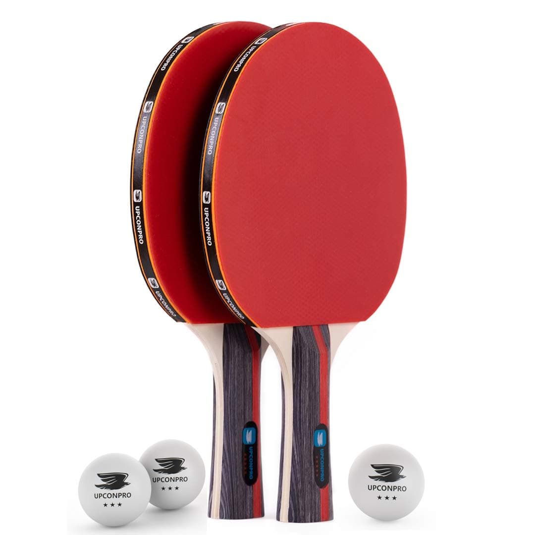 Professional Ping Pong Paddle Set - 2 Pack Premium Table Tennis Racket Set, 3 Professional Game Balls, Training Recreational Racquet Kit, Durable Handle Sturdy Rubber, Portable Carry Case Bag