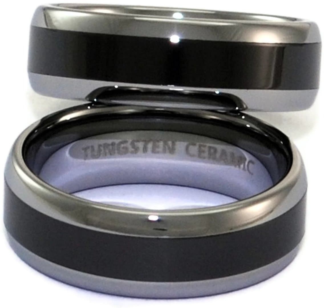 Tungsten Carbide Ring with Seamless Black Ceramic Inlay (Forever Polish) (12)