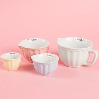 Sass & Belle Retro Pastel Measuring Cups - Set of 4 - Baking Cups for Kitchen – Cute Small Measuring Cup and Spoon Set – Vintage Sass and Belle Style Cooking Accessory