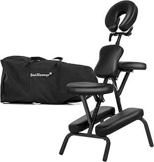 Portable Massage Chair for Tattoo and Spa Foldable Massage Therapy Chair with Adjustable Face Cradle High-Density Cushion Lightweight Design with Carrying Bag Ideal for Salon Use (Black)