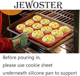 JEWOSTER 12 Cups Silicone Muffin Pan 2 Pack - Cupcake Pan Nonstick Silicone Molds Great for Making Muffin Cakes,Bread, Tart - BPA Free Baking Accessory