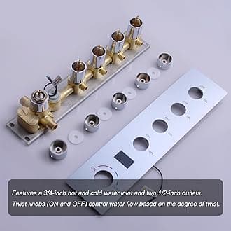 Full Body Shower System Chrome Tempreature Display Shower Faucet Set with 12 inch and 8 inch Shower Head, with Handheld Spray and 6 PCS Body Jet