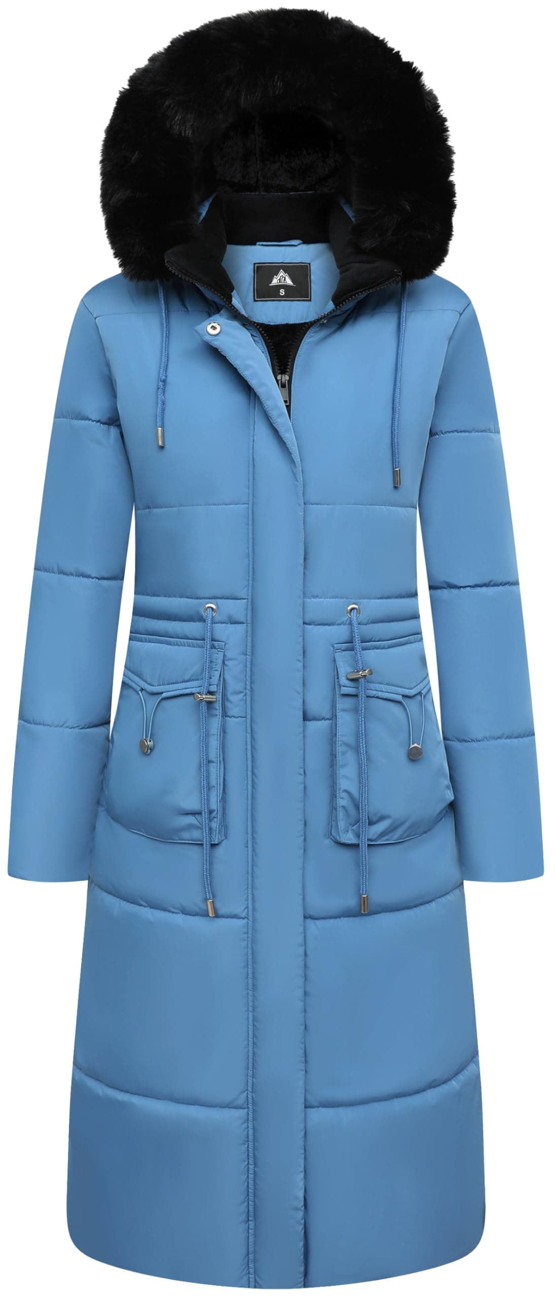 MOERDENG Women's Long Winter Puffer Coat Waterproof Warm Maxi Down Jacket Faux Fur Removable Hood Parka