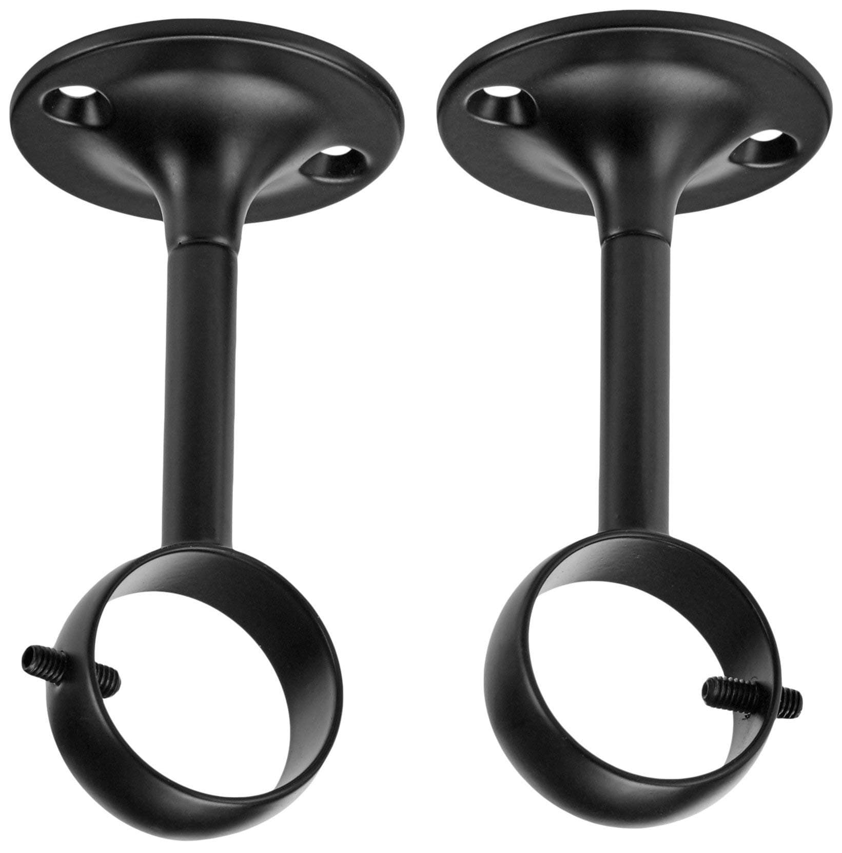 Metal Curtain Pole Ceiling Brackets for up to 25 mm Curtain Rod, Set of 2, Black
