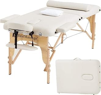 Portable Massage Table Massage Bed SPA Bed 2 Folding 73 Inch Long 28 Inch Wide PU Portable Massage Table Height Adjustable Salon Bed W/Half Bolsters Sheets Carry Case Reiki Tables