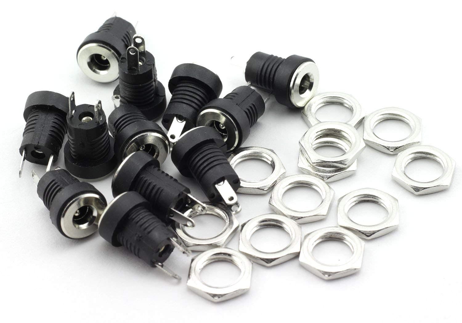MEETOOT 12 Pack 3.5mm x 1.3mm 2 Pin Female DC Power Jack Panel Mount Screw Nut Kit DC Socket Electrical Plug