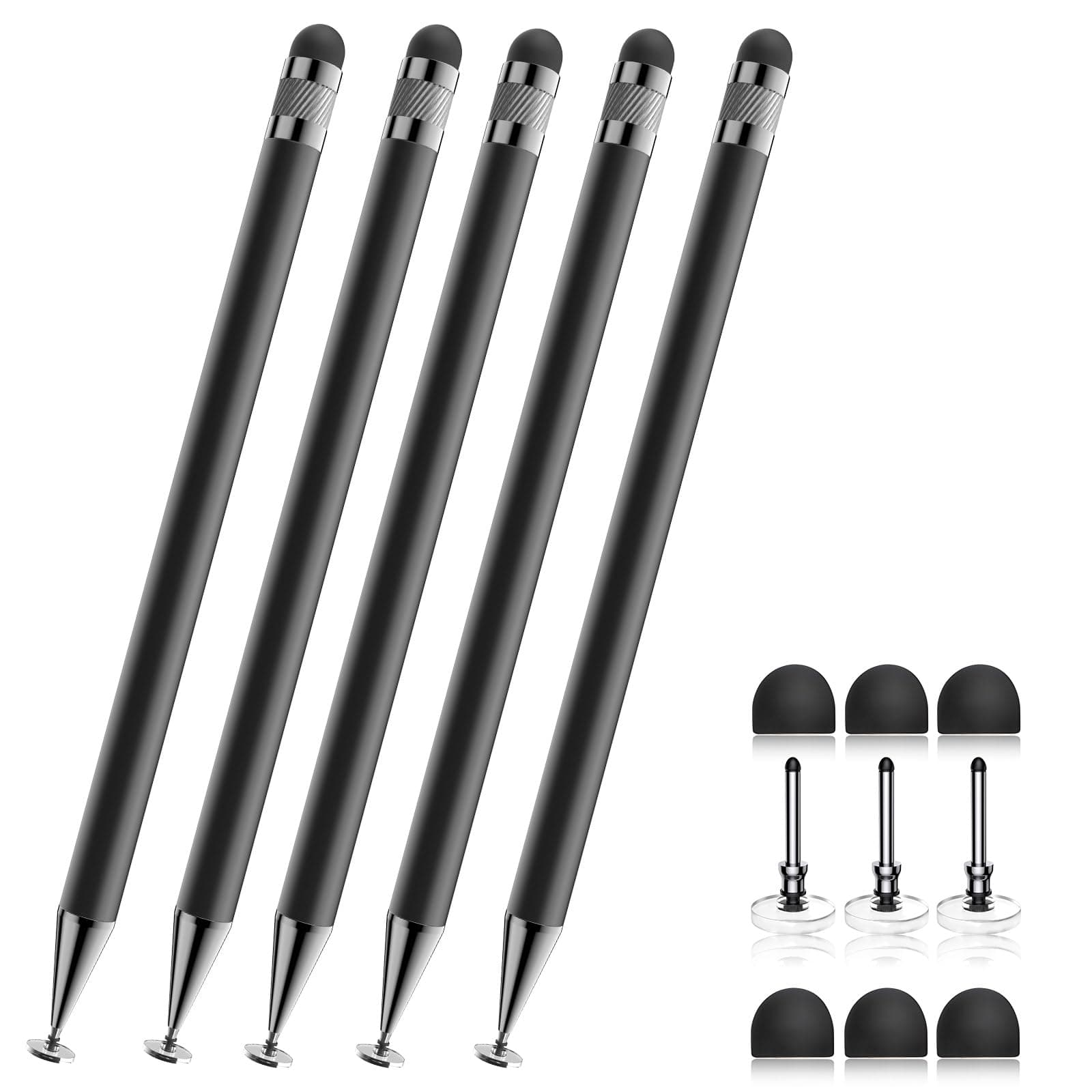 Bopomofo Stylus (5 Pcs),2-in-1 Stylus Pen for Touchscreen, High Precision and Sensitivity, Suitable for iPhone/ipad/Android Tablets, Compatible with Touch Screens,Black