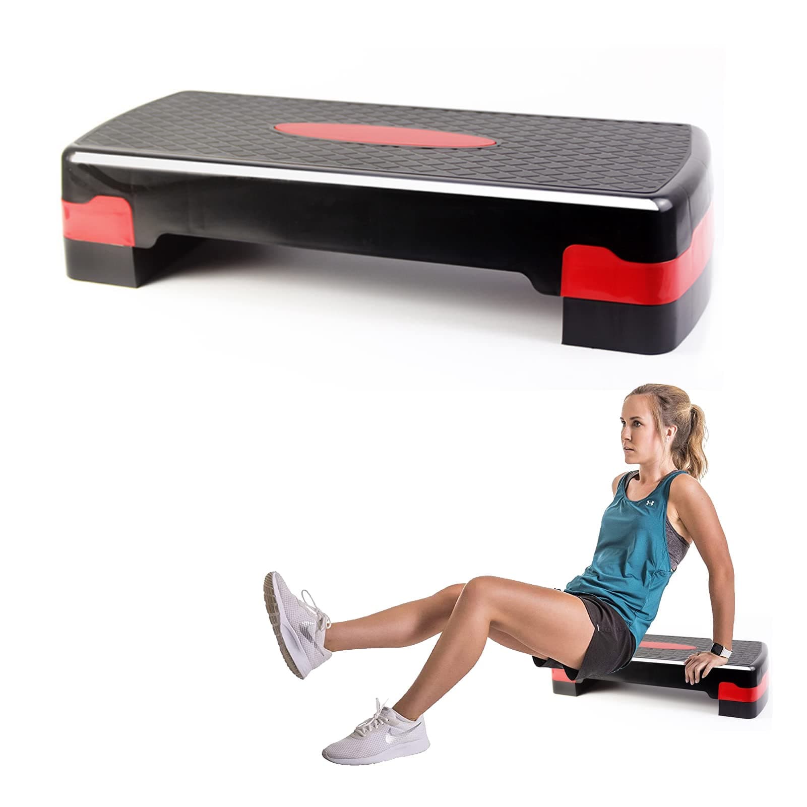 DAYONG Aerobic Exercise Workout Step Platform,27"L x 11"W Aerobic Stepper with Adjustable Risers 4''-6'' Aerobic Steppers for Gym Home Exercise Cardio Fitness