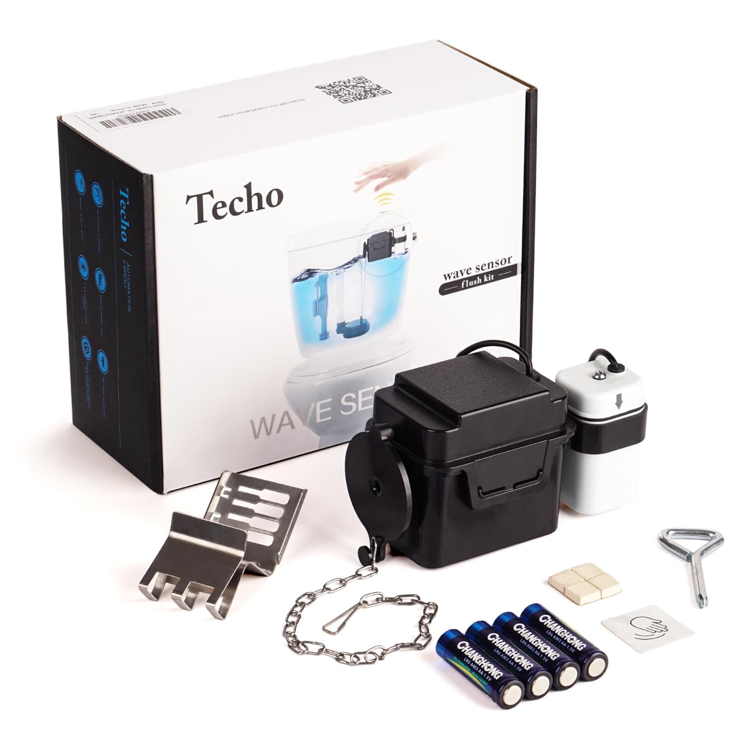 Techo Touchless Toilet Flush Kit, Adjustable Sensor, 1256315 Adapt k1954, Automatic Toilet Flusher - Easy to Install