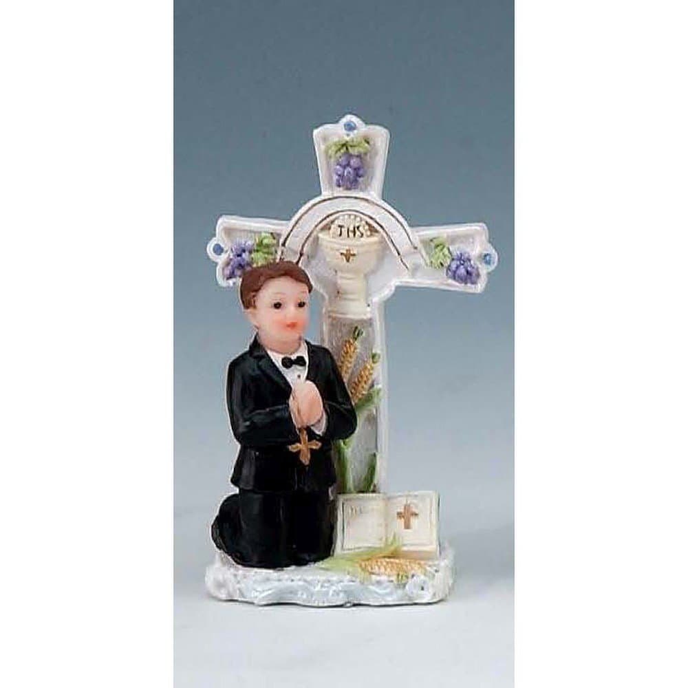 Ceramic First Communion Praying Boy with a Cross and Bible - Set of 10 Communion Favors