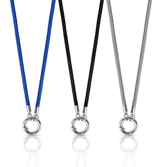 Framendino, 3 Pack Eyeglass Holder Necklace Ring Glasses Strap Chain Stainless Steel Loop Sunglasses for Women Men, Black, S