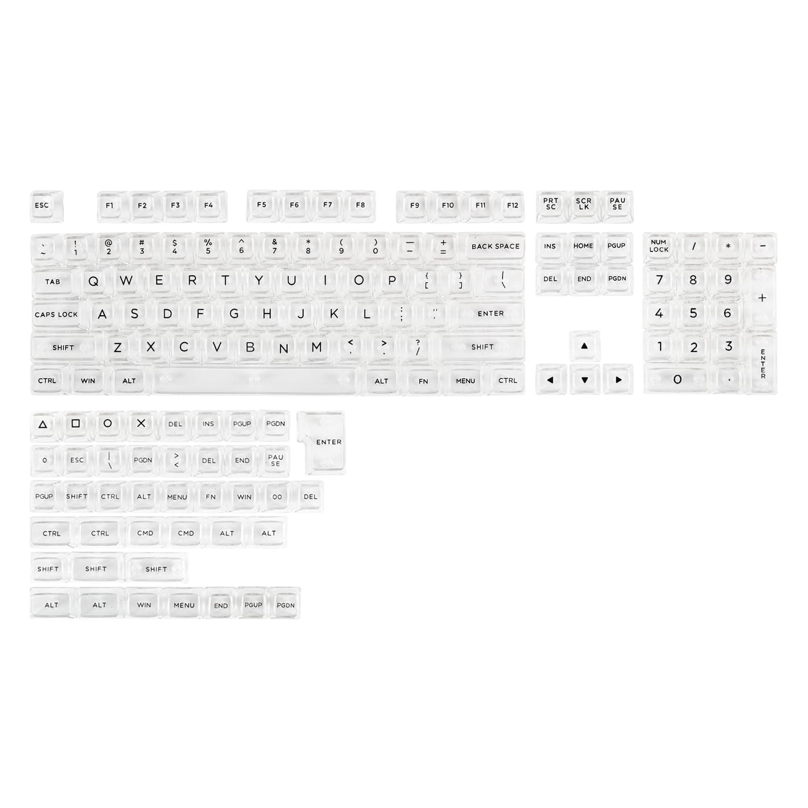 KiiBOOM Cute Cat Keycaps Set, Mao Profile, PBT/PC Keycap for MX Switches Mechanical Keyboard, Compatible with 60%, 65%, 75%, TKL, 96%, Full-sized Layout (Clear)