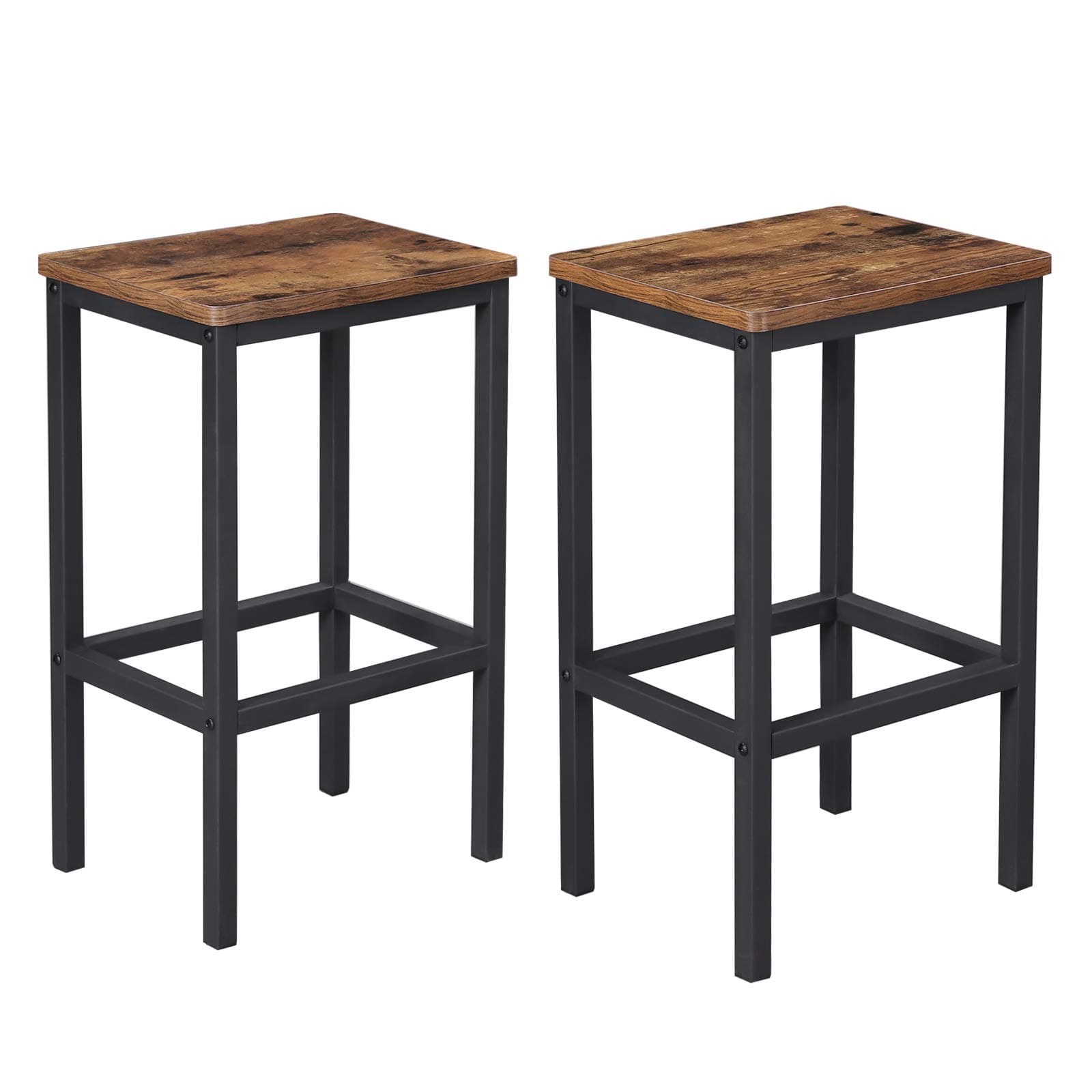 VASAGLE Bar Stools Set of 2, Bar Chairs, Kitchen Breakfast Bar Stools with Footrest, 25.6 Inch Tall, Industrial in Living Room, Party Room, Rustic Brown and Black ULBC65X