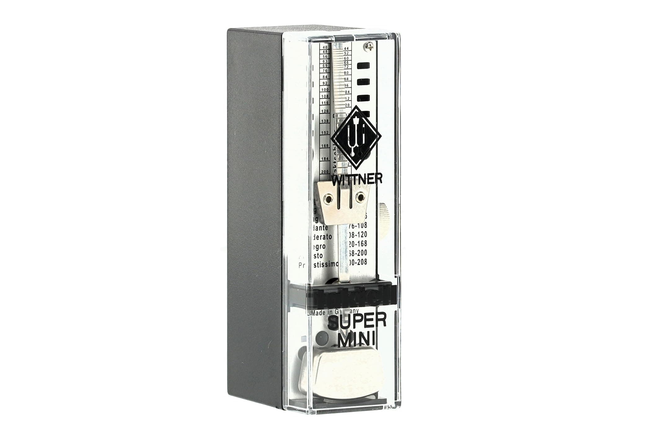 Wittner Metronome Taktell Super-Mini Series 880 - Plastic casing - Without bell - Black - Mechanical winding - No batteries required - Made in Germany