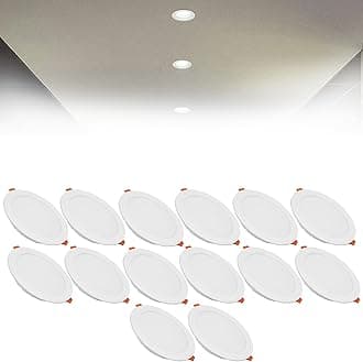 21W LED Recessed Ceiling Spotlights, 6000K Cold White Ultra Slim Panel Light, Cut Φ160-170mm, AC110-240V Round Downlights for Living Room Office, 14 Pack