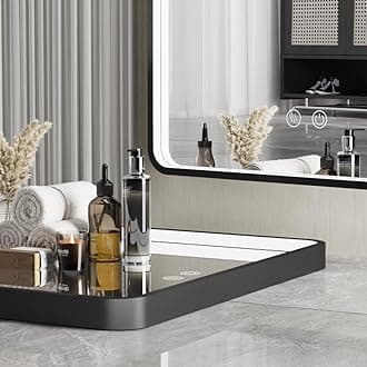 FTOTI 36x28 Inch LED Bathroom Mirror with Light,Black Metal Frame Lighted Vanity Mirror, Anti Fog Design&Dimmable&Touch Switch,Large Wall Mounted Makeup Mirror (Horizontal/Vertical)