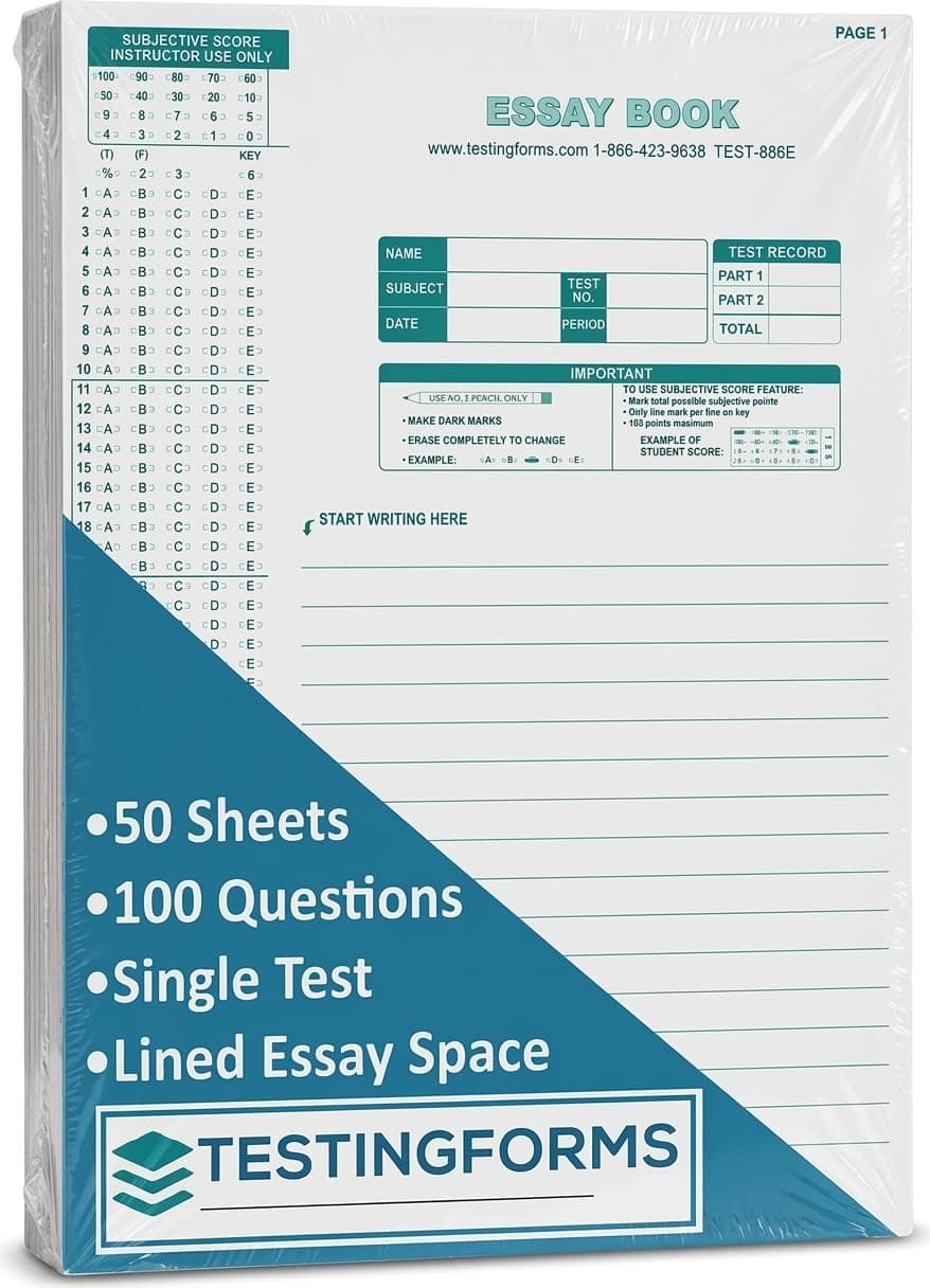 TEST-886E 886-E Scantron Compatible Testing Forms (50 Sheet Pack)