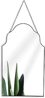 Decorative wall mirror, Metal Frame Wall Mounted Mirror With Chain for Home Decor, Bedroom Wall Mirror In Black Rim with chain (Black)