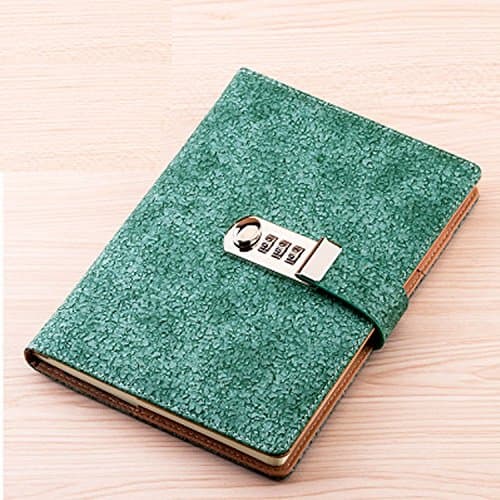 KAIDELIN Lock Diary Pu Leather Combination Lock Journal Retro Vintage Lock and Diary 200 Pages Notebook