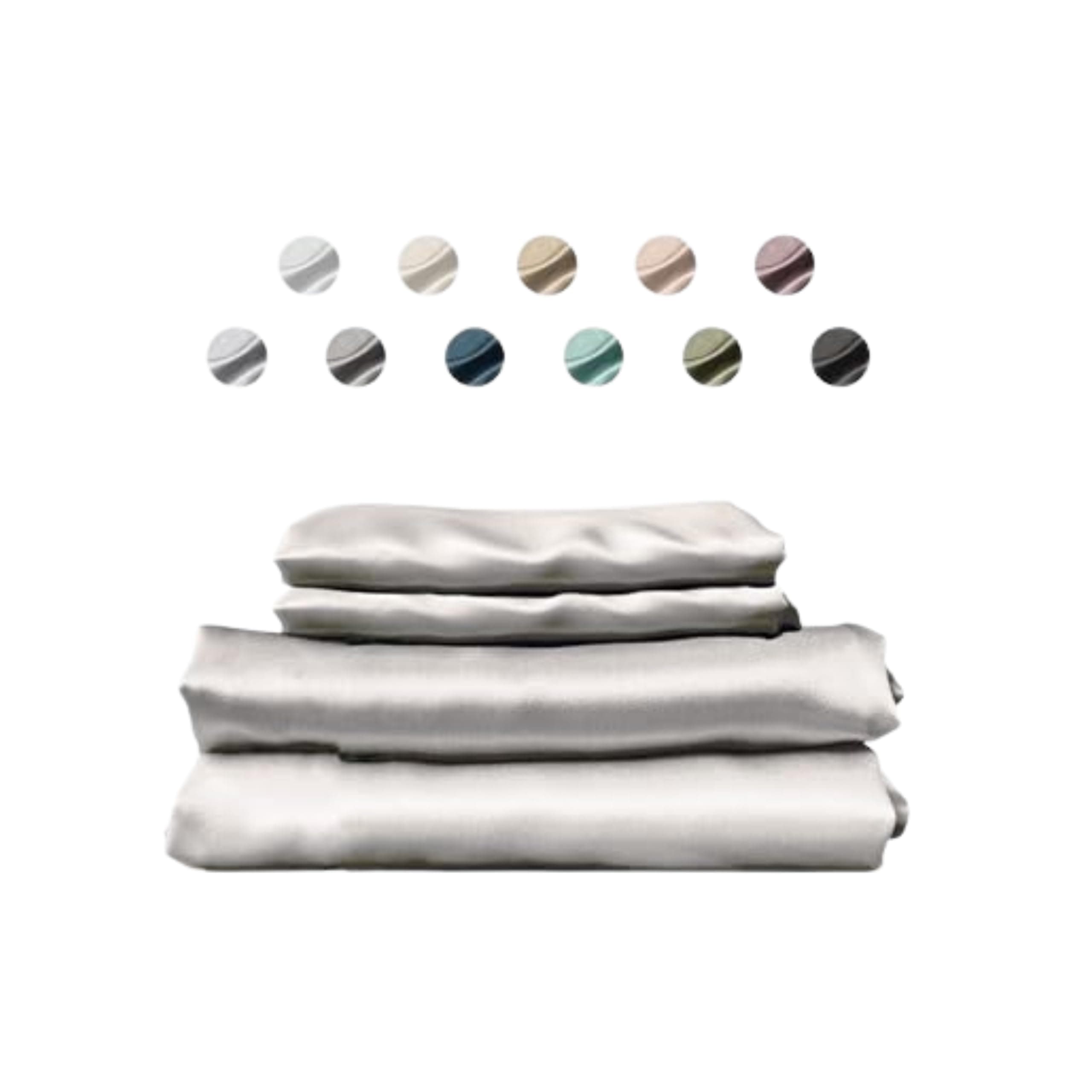 SUNDAYSILKS | 100% Mulberry Silk Bed Sheets | King Size | 4PC Set | Soft & Durable | Grade 6A Organic Real Silk | Off White
