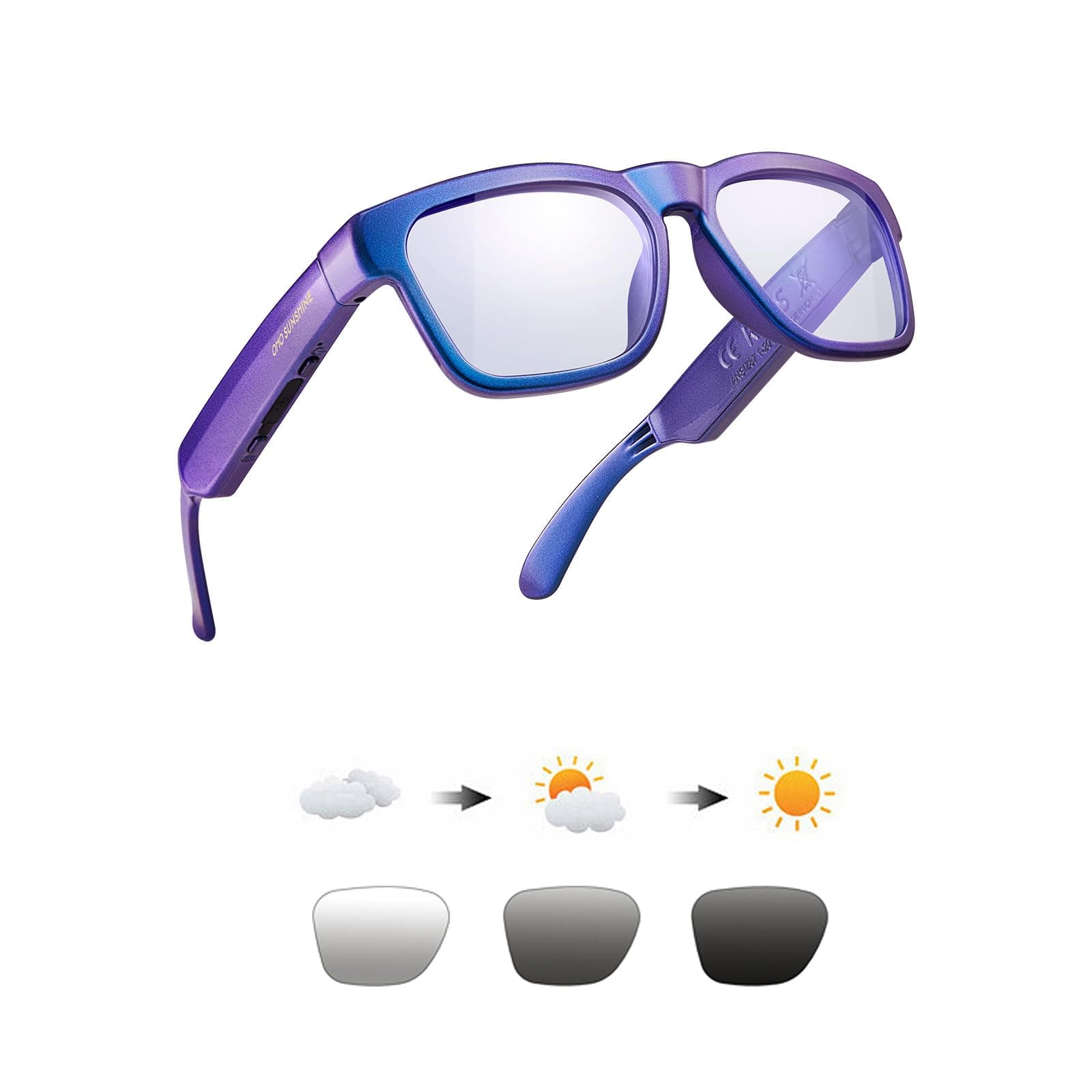 OhO sunshine, Polarized Sunglasses with Bluetooth Speaker, Open Ear Audio, Athletic/Outdoor UV Protection and Voice Control