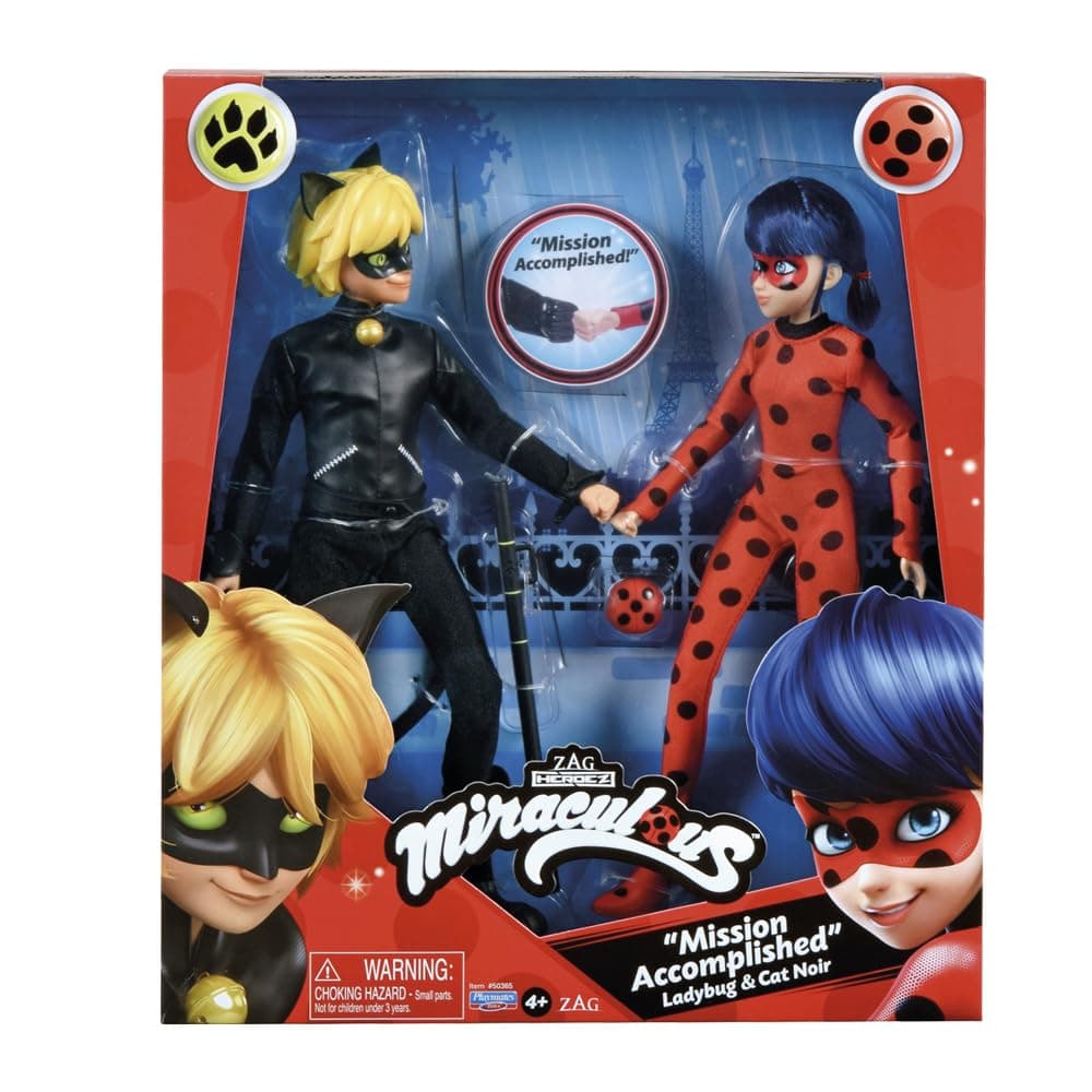 Ladybug Mission Accomplished Ladybug & Cat Noir 2-Pack Dolls by Playmates Toys