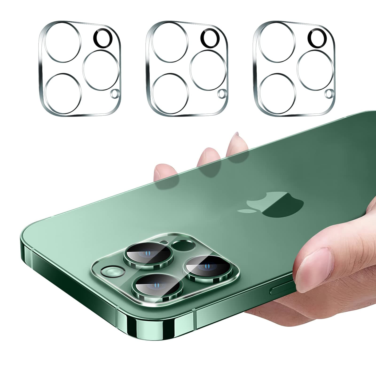 3PCS Rear Back Camera Lens Protector Tempered Glass for iPhone 13 Pro/13 Pro Max - HD Clear Full Coverage Guard