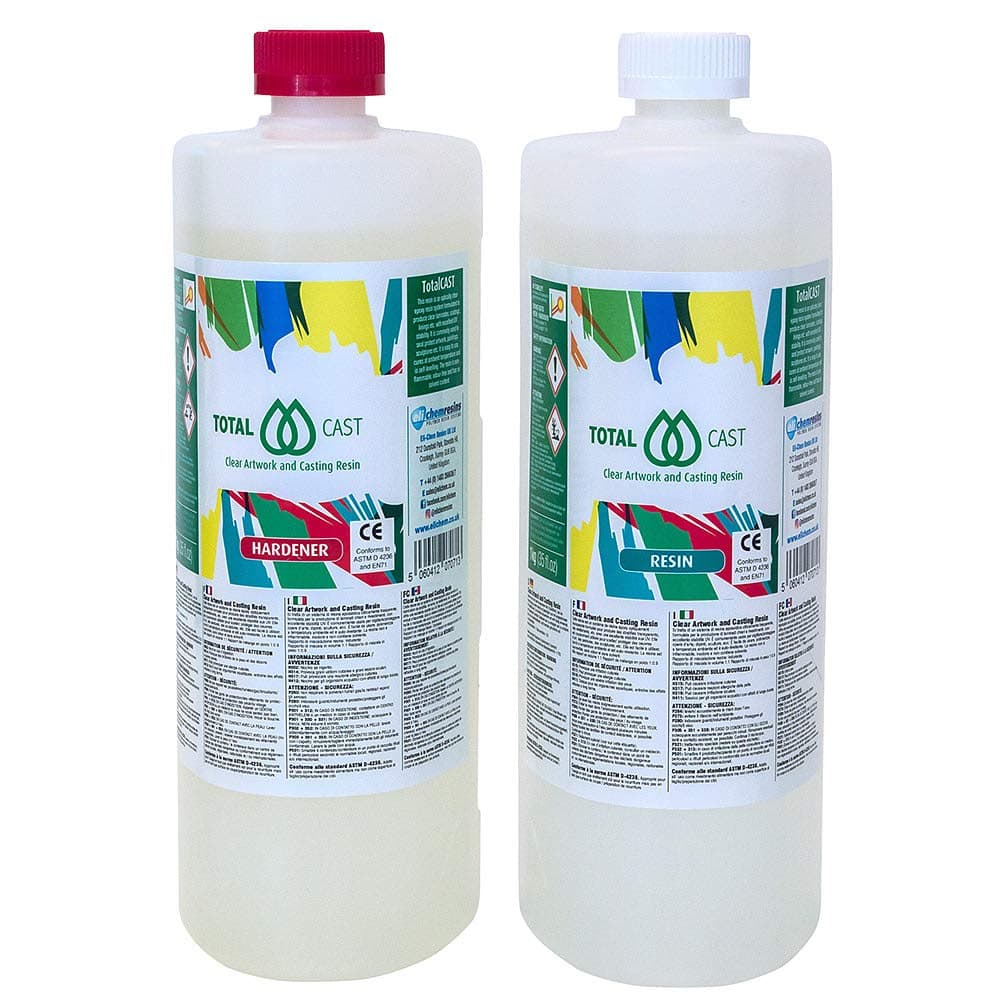 TotalCast - Clear Artwork and Casting Resin (1:1 Ratio) Premium Artist Quality, ASTM certified Nontoxic, Epoxy Resin, Fastest Curing Shallow Art and Jewelry Cast, Dries 3HR (2 KG)