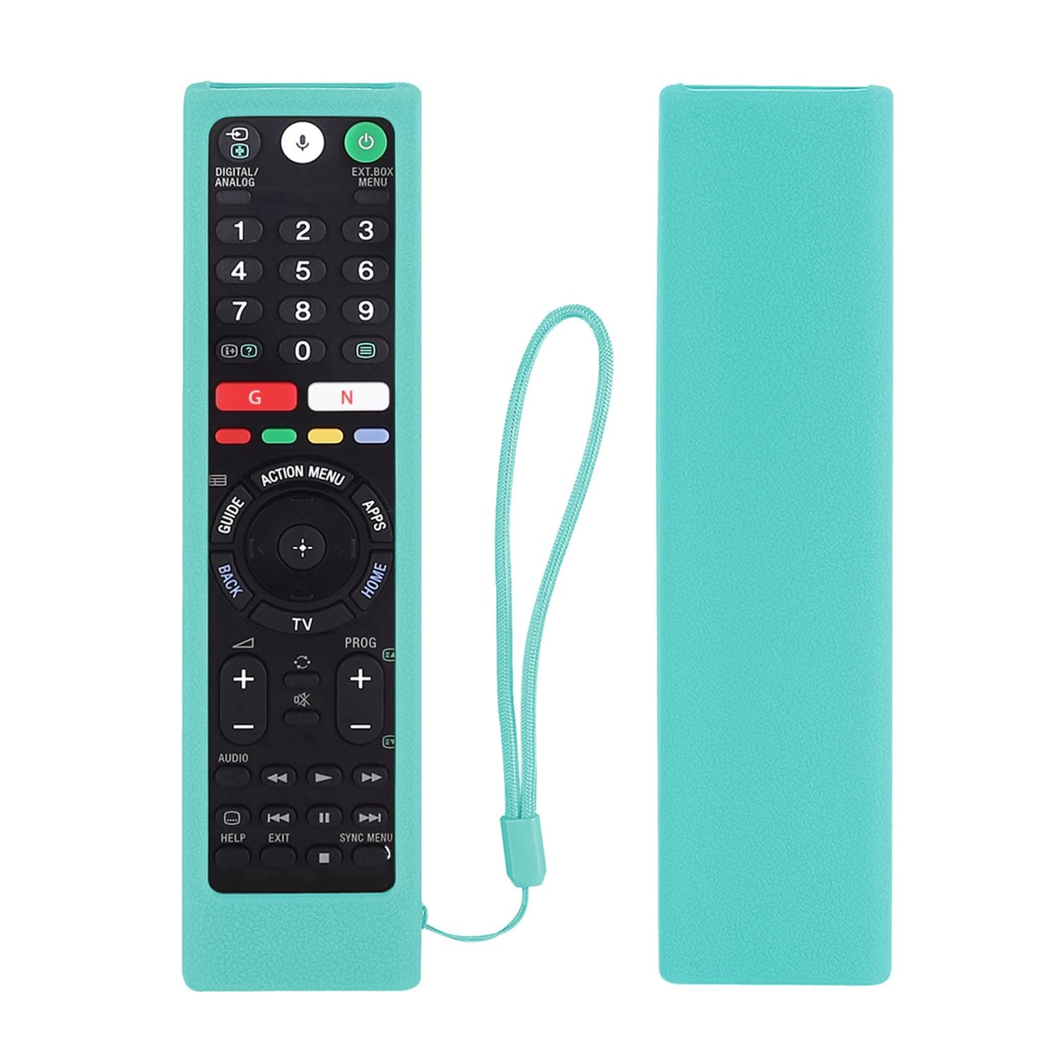 CHUNGHOP Protective Silicone Remote Case for Sony RMT-TX102U RMF-TX200U RMT-TX200U RMF-TX300U Smart Android TV Voice Remote Control, Washable Anti-Lost Remote Cover with Loop (Glow in Dark Blue)