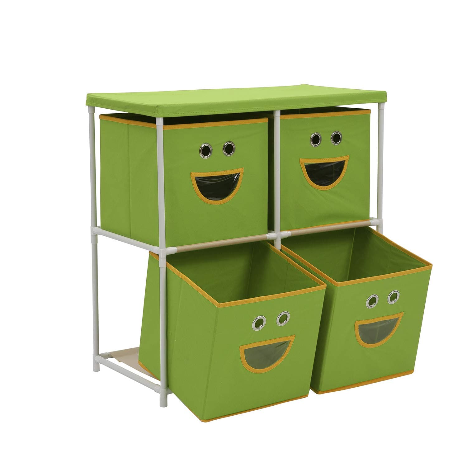 MULSH Storage Shelf Drawer Chest Organizer Units Storage Cabinet Drawer Organizer With Smile Removable Non-woven Fabric Bins (4-Drawer, Green)