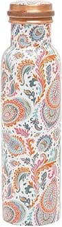 KC Pure Copper Designer Meena Print With Lacqure Coating Water Bottle with Advanced Leak Proof Protection and Joint Less, Ayurveda and Yoga Health Benefits. (1000ml, 1Unit) (Cool Pink)