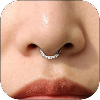 Gold Nose Rings Hoops 316L Surgical Steel Flower Nose Ring Silver Septum Rings 16g Clicker Daith Hinged Piercing Jewelry Gifts 1.2 * 8mm